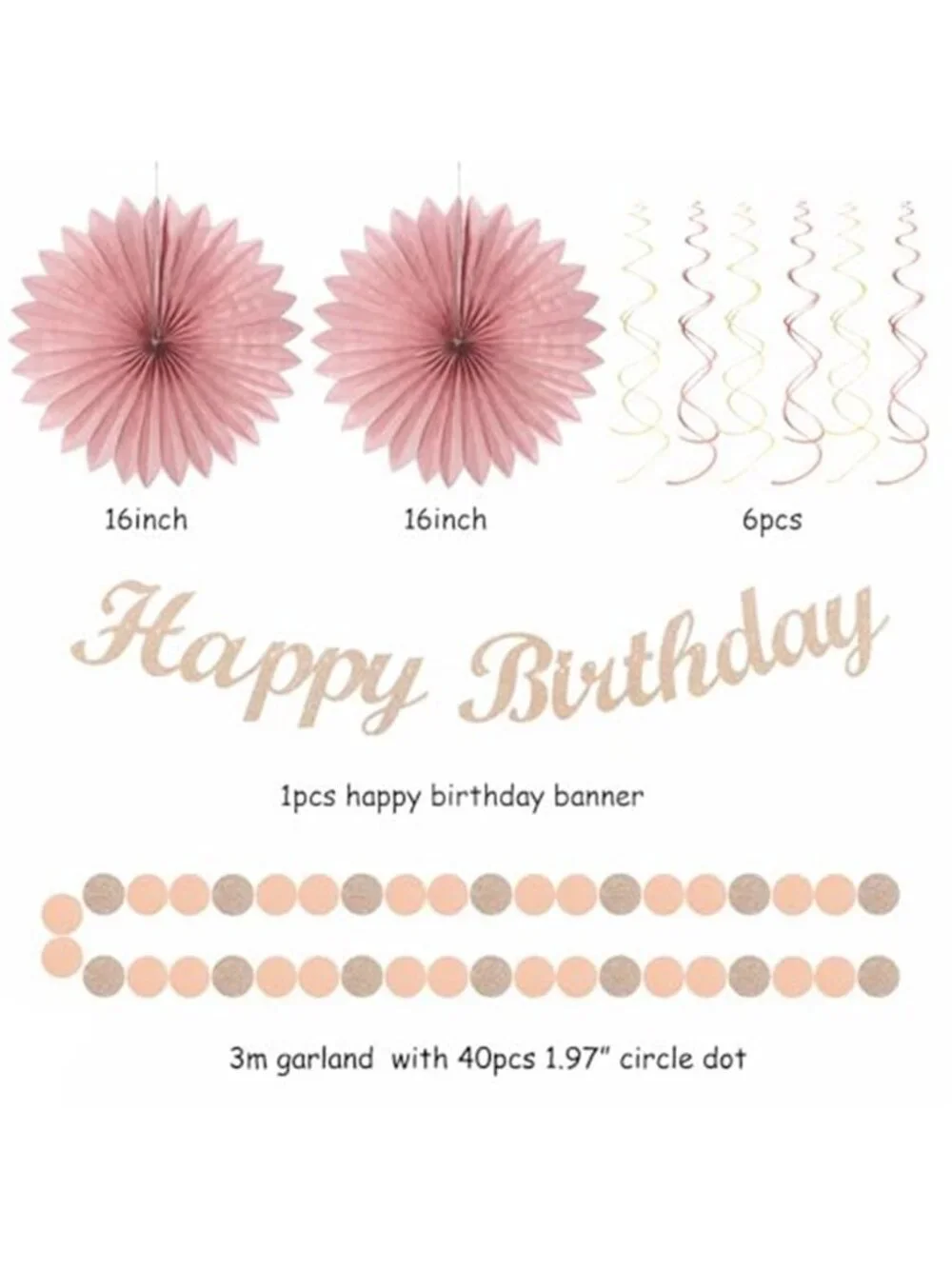 Blush Pink Rose Gold Birthday Decorations Set Boho Peach Party Decor Kit